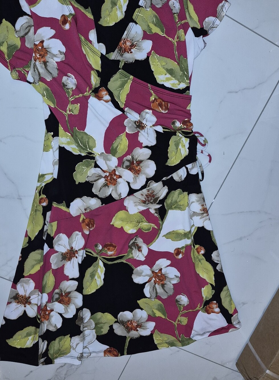JM Collection Floral Midi Dress in Black, Pink, White & Green